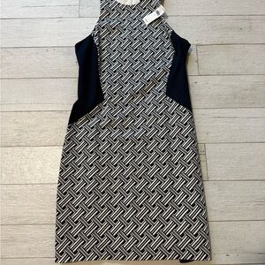 Banana Republic Black and White Geometric Midi Dress